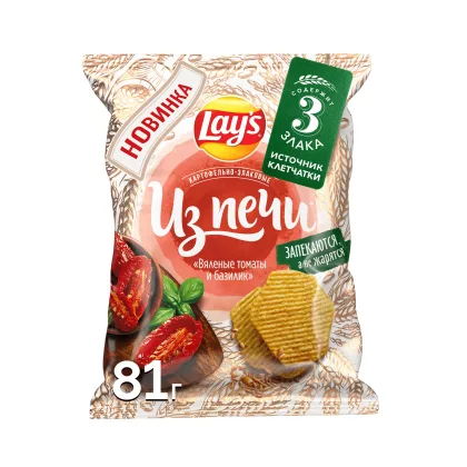 Чипсы LAYS "Из печи" вяленые томаты и базилик 81 г