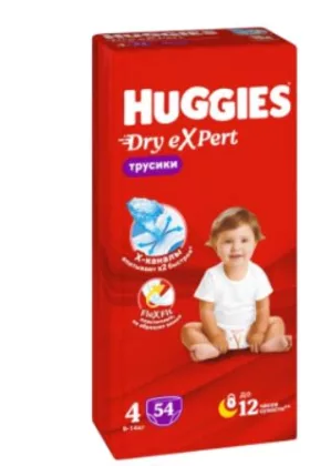 HUGGIES Dry Expert Подгузники-трусики   №4 (9-14кг) уп. 54