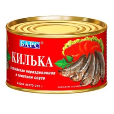 Килька БАРС балтийская неразделанная в томатном соусе 250 г