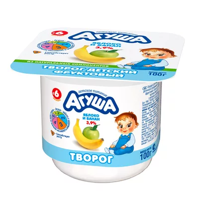 Творог АГУША "Детский" яблоко и банан 100 г 3,9%
