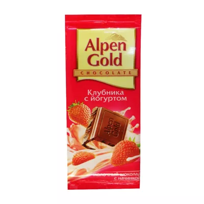Шоколад ALPEN GOLD молочный с клубнично-йогуртовой начинкой 90 г Шоколад ALPEN GOLD молочный с клубнично-йогуртовой начинкой 90 г