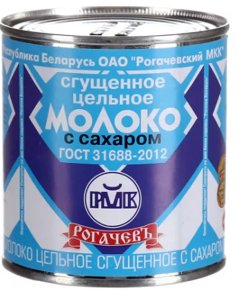 Молоко сгущенное РОГАЧЕВЪ цельное с сахаром 380 г 8,5% ж/б