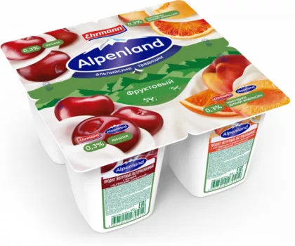 Йогурт EHRMANN "Alpenland" вишня-нектарин-дикий апельсин 95 г 0,3%