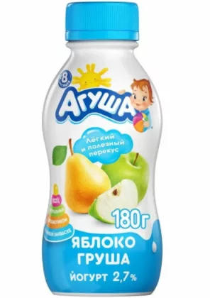 Йогурт АГУША Йогурт АГУША "Яблоко-груша" фруктовый 180 мл 2,7%