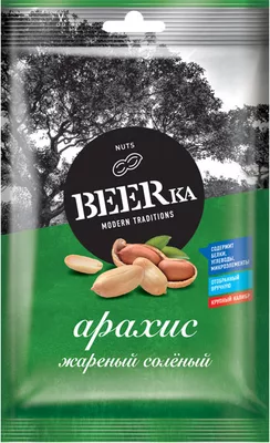 Арахис BEERKA жареный соленый 90 г