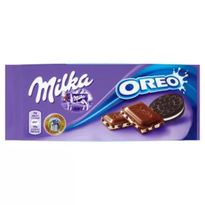 Шоколад MILKA "Оrео" молочный со сливочной прослойкой и печеньем 90 г