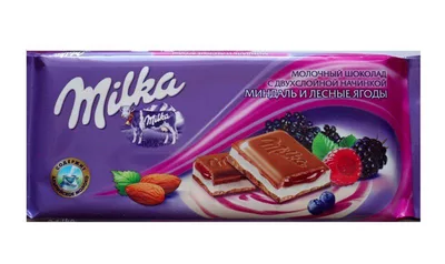 Шоколад MILKA молочный миндаль и лесные ягоды 90 г