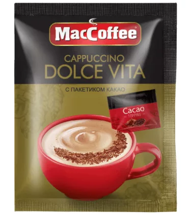 Кофейный напиток растворимый MACCOFFEE Cappuccino Dolce Vita с какао 24 г
