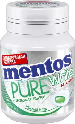 Жевательная резинка MENTOS Pure white нежная мята без сахара 54 г