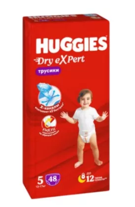 HUGGIES Dry Expert Подгузники-трусики  р. 5 (12-17кг) уп. 48
