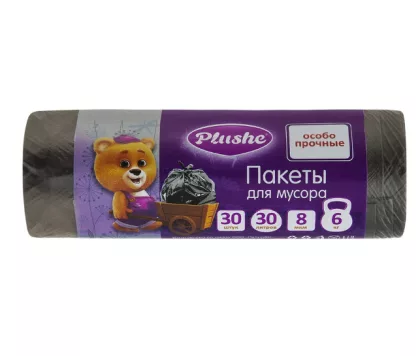 Пакеты для мусора PLUSHE особо прочные 8 мкм 30 л. 30 шт