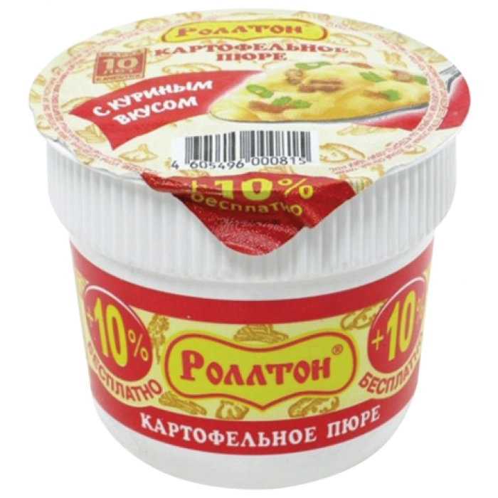 Пюре картофельное РОЛЛТОН с куриным вкусом с сухариками 40 г Пюре картофельное РОЛЛТОН с куриным вкусом с сухариками 40 г