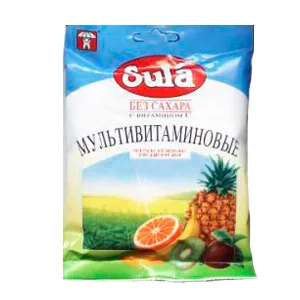 Карамель леденцовая Sula Мультивитаминовые без сахара уп. 60 г