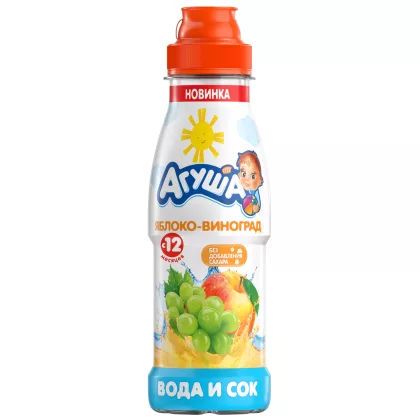 Напиток сокосодержащий АГУША "Вода и сок" яблоко-виноград с 12 месяцев 300 мл