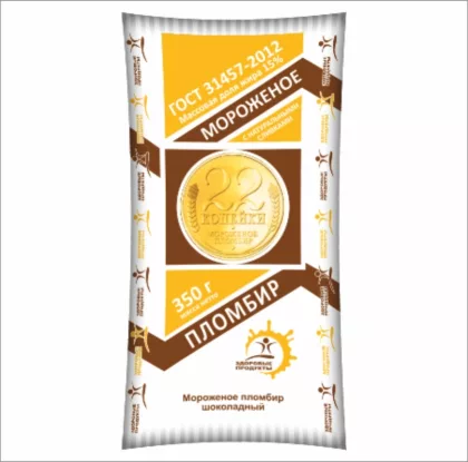 Полено мороженое ЗДОРОВЫЕ ПРОДУКТЫ "22 копейки" шоколадный 350 г 15%