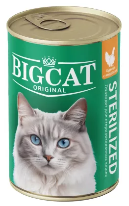 ЗООГУРМАН "Big Cat" для стерилизованных кошек с курицей и индейкой в желе 350 г