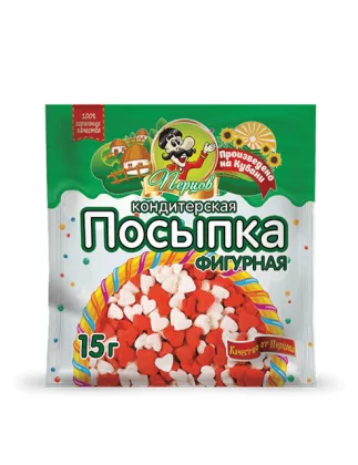 Посыпка кондитерская ПЕРЦОВ "Сердечки" фигурная 15 г