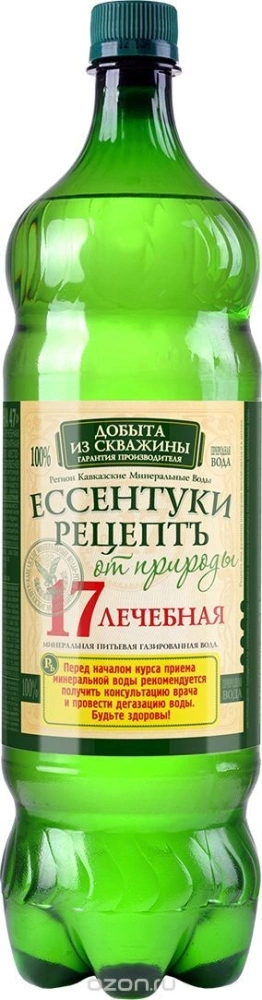 Вода минеральная РЕЦЕПТ ОТ ПРИРОДЫ "Ессенская Нагутская-17" природная лечебная газированная 1.45 л