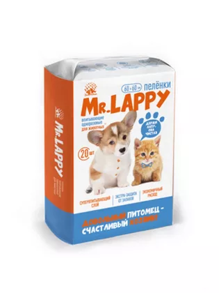 Mr.Lappy Пеленки для животных без целлюлозы 60х60, 10шт.