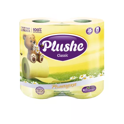 Бумага туалетная PLUSHE "Classic" ромашка двухслойная 4 шт.