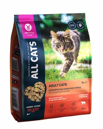 ALL CATS корм сухой д/взр. кош. с говядиной, 350 г