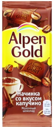 Шоколад AlPEN GOLD молочный с начинкой со вкусом капучино