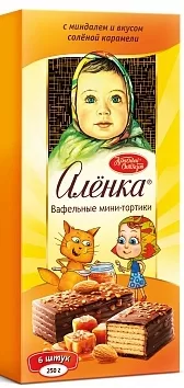 Торт вафельный КРАСНЫЙ ОКТЯБРЬ "Алёнка" с миндалем и вкусом соленой карамели 250 г