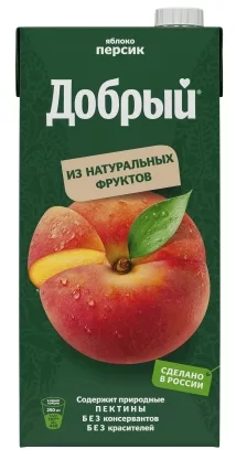 Напиток сокосодержащий ДОБРЫЙ яблочно-персиковый 2 л