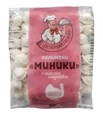 Пельмени ДОБРЫЙ ПОВАР "Миники" с мясом индейки разноцветные 800 г
