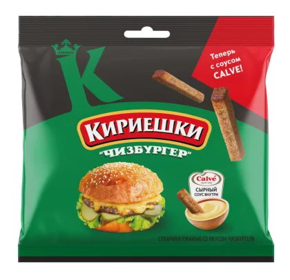 Сухарики КИРИЕШКИ Maxi ржаные чизбургер+сырный соус 60 г