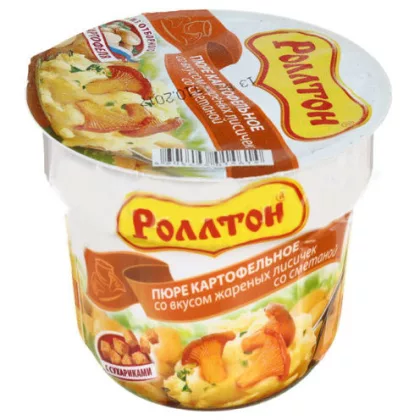 Пюре картофельное РОЛЛТОН Пюре картофельное РОЛЛТОН "Жареные лисички со сметаной" с ржаными гренками 40 г