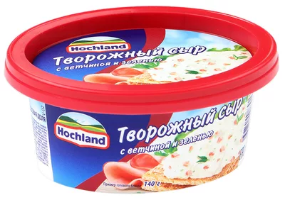 Сыр HOCHLAND творожный с ветчиной и зеленью 140 г 60%