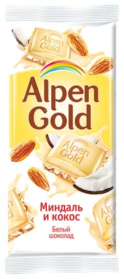 Шоколад ALPEN GOLD белый с миндаль и кокос 80 г