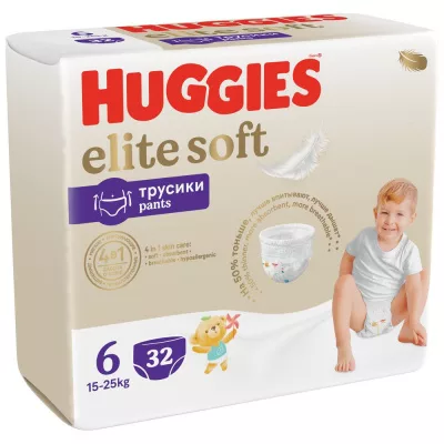 Подгузники-трусики Huggies Elite Soft р.6 (15-25 кг) уп.32