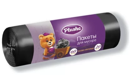 Пакеты для мусора PLUSHE особо прочные 60 л 20 шт