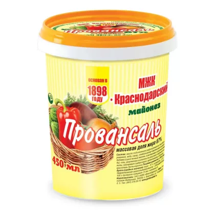 Майонез "Провансаль"с м.д. жира 67% масса 0,435кг ММЗ Агрокомплекс Выселковский
