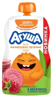АГУША Пюре  "Малиновое печенье" дой-пак. 80г