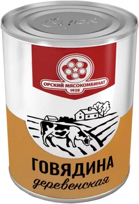 Говядина тушеная ОРСКИЙ МЯСОКОМБИНАТ "Деревенская" 340 г