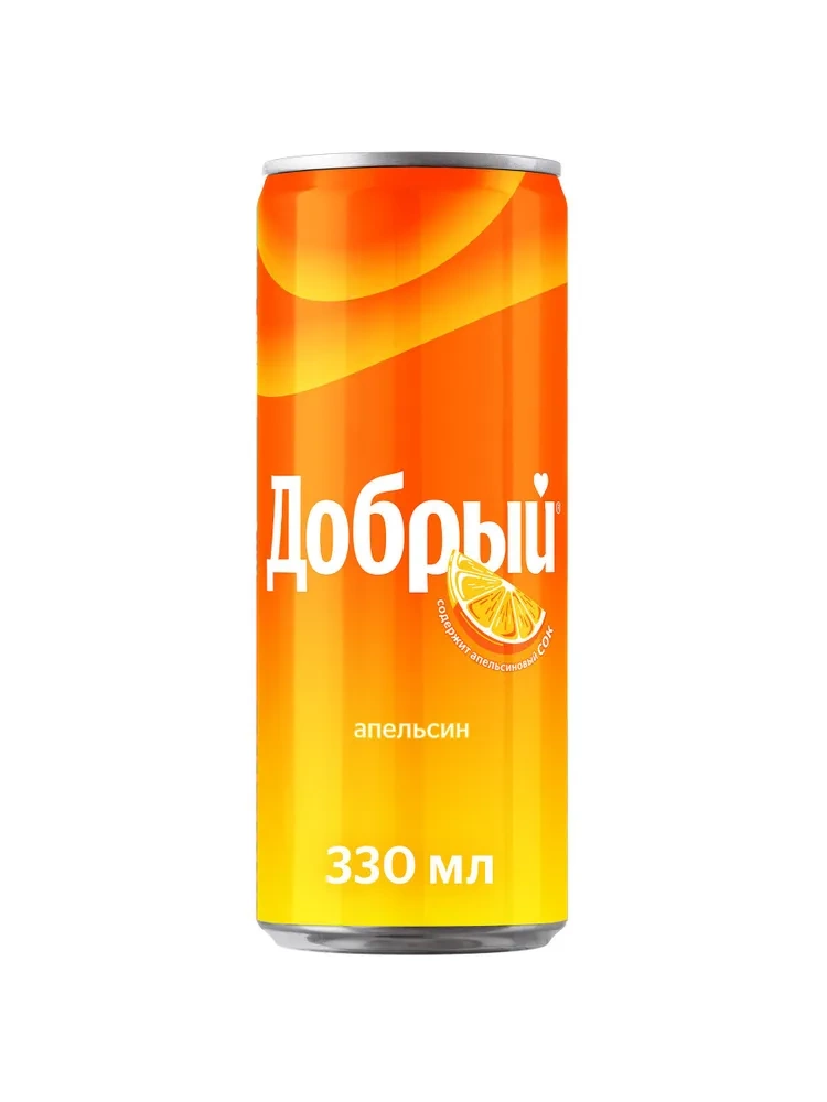 Напиток ДОБРЫЙ со вкусом апельсина газированный 0,33л ж/б