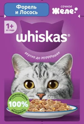 WHISKAS желе с форелью и лососем 75 г