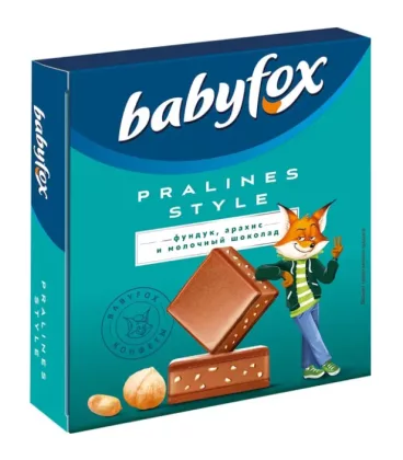 Конфеты BABYFOX "Pralines Style" фундук, арахис и молочный шоколад 90 г
