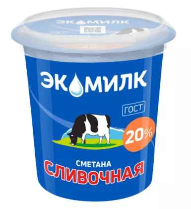 Сметана ЭКОМИЛК "Сливочная" 300 г 20%