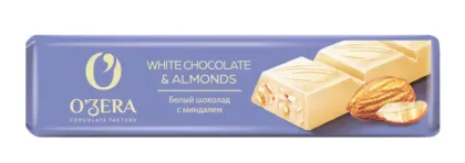 Шоколад O'ZERA "White & Almonds" белый с миндалем 45 г
