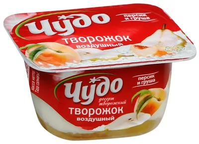 Творожный продукт ЧУДО творожок "Воздушный" персик-груша 100 г 4,2%