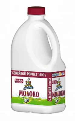 Молоко КУБАНСКИЙ МОЛОЧНИК отборное пастеризованное 3,4-6% 1,4л канистра