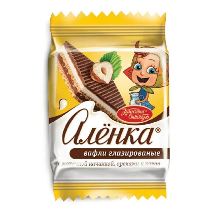 Вафли КРАСНЫЙ ОКТЯБРЬ "Аленка" с молочной начинкой орехами и какао 20 г