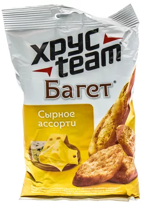 Сухарики ХРУСTEAM пшеничные багет сырное ассорти 60 г Сухарики ХРУСTEAM пшеничные багет сырное ассорти 60 г
