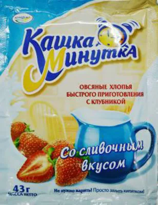 Хлопья КАШКА МИНУТКА овсяные быстрого приготовления с клубникой 43 г