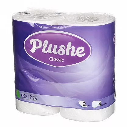 Бумага туалетная PLUSHE "Classic" двухслойная 4 шт.