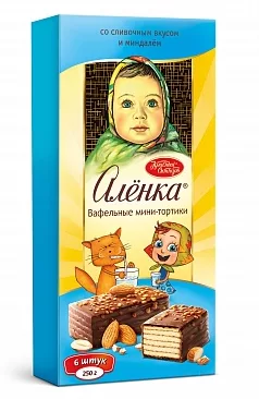 Торт АЛЕНКА вафельный со сливочным вкусом и миндалем 250 г